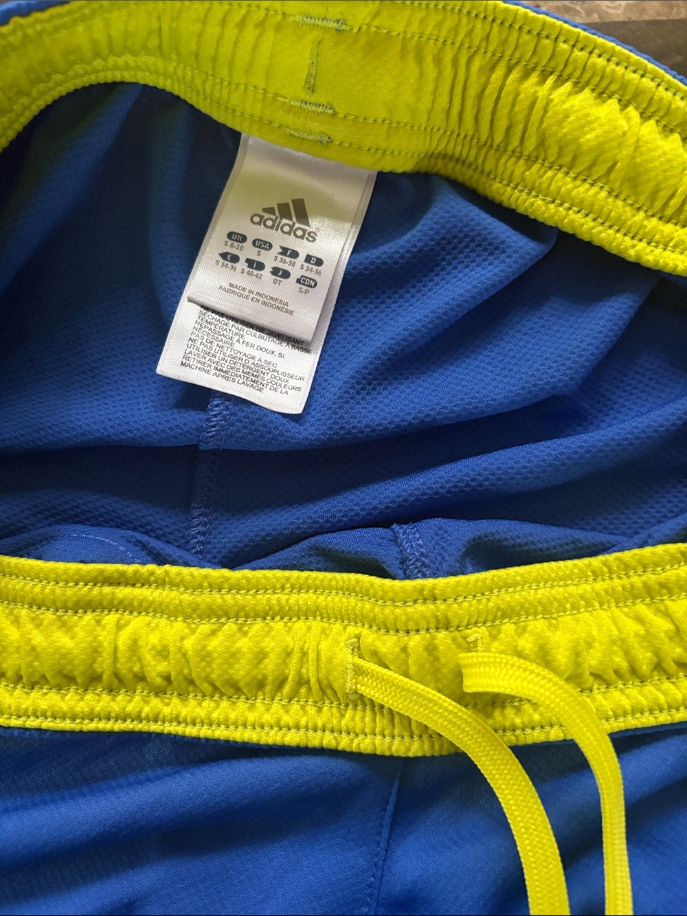 adidas Royal Blue Shorts with Neon Yellow Trim Ssz - Picture 3 of 4